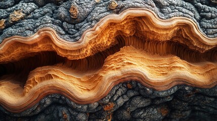 Intricate Wood Grain Patterns: Close-Up of Tree Bark Texture