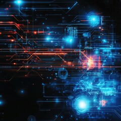 Futuristic technology abstract with vibrant lines and glowing elements.