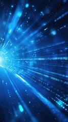 Naklejka premium Abstract blue digital light streaks on a dark background.