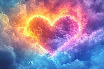 Heart Shaped Clouds in Colorful Sky