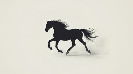 Stylized representation of horse movement in a minimalistic design, capturing the elegance and grace of the animal in fluid lines and simple forms. This artistic interpretation emphasizes the beauty 