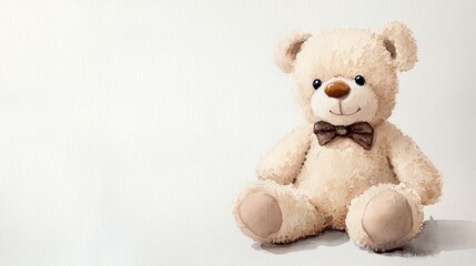 Obraz premium A cute plush teddy bear with a bow tie, perfect for children's rooms or as a gift for loved ones.