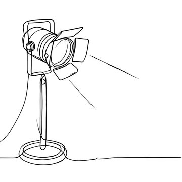 recommend clip art: Film camera on tripod outline drawing on white background