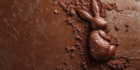  Easter bunny made of white chocolate, dark chocolate, milk chocolate easter eggs solid background