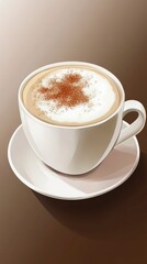 Obraz premium Delicious cappuccino with frothy milk served in a white ceramic cup