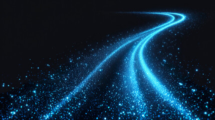 Blue technology particle light wave background
