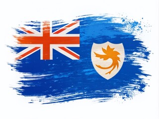 Abstract Anguilla Flag on Hand Drawn Brush Strokes for Happy Independence Day with Grunge Style Vector Background