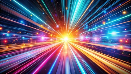 Obraz premium Abstract High-Speed Light Lines Background for Futuristic Digital Technology, AI, Big Data, and Network Connection