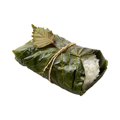White Rice Rapped in Leaves isolated on transparent background