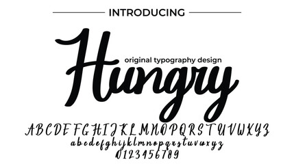 Hungry Font Stylish brush painted an uppercase vector letters, alphabet, typeface