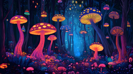 Psychedelic, magical forest. Psychedelic Art. Illustration