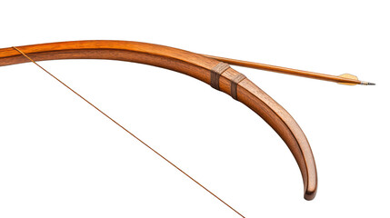 view of a crossbow with detailed carvings on the wood transparant background