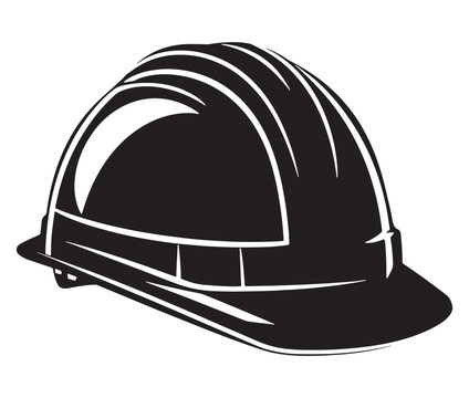 Construction Hard Hat Silhouette Vector, Engineer hard hat Safety Helmet, Safety helmet icon