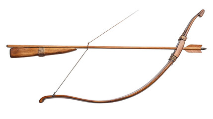 Obraz premium view of a crossbow with detailed carvings on the wood transparant background