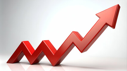 Bold red upward arrow graph showing a rising trend, ideal for business presentations and growth visuals