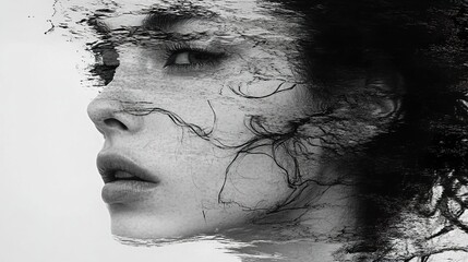 Abstract Portrait of a Woman with Water