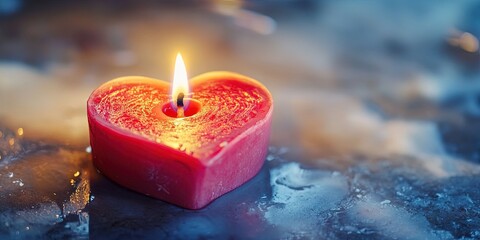 heart shaped candle, burning wick, melting wax