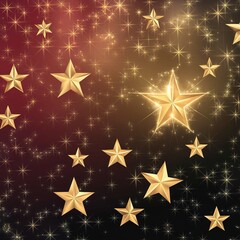 Glittering 3D golden stars illuminate a dark abstract background with luxurious festive sparkling and twinkling light perfect for awards and celebration designs.