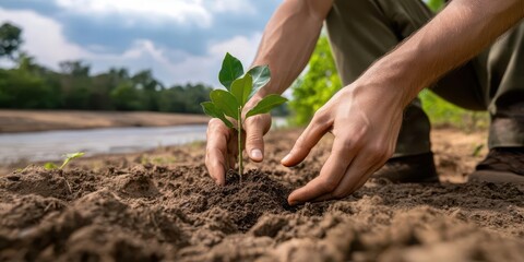 Planting a Tree  Hands Holding Sapling  Earth Day  Environmental Conservation