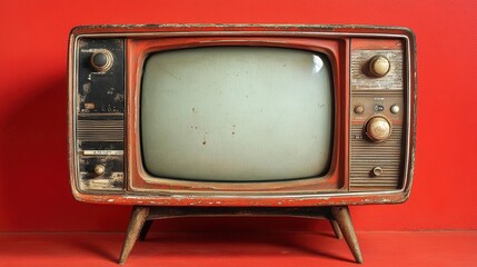 Vintage television with a blank screen