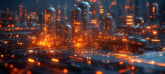 Fototapeta premium Ai waste management utilities visualized an abstract composition illustrating how artificial intelligence optimizes wastetoenergy processes ensuring maximum efficiency and minimal environmental impact