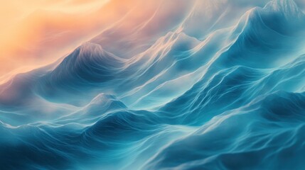 Abstract Blue and Orange Swirling Landscape