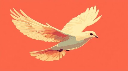 Obraz premium A white dove in flight with wings spread wide