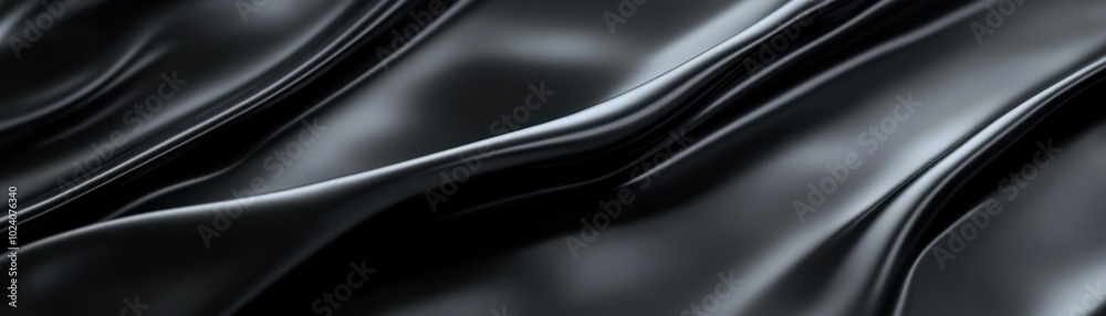 Poster abstract smooth black fabric draped in soft curves