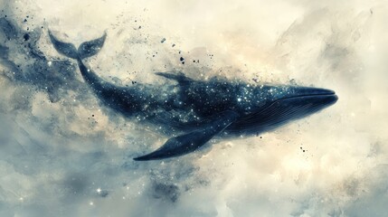 Fototapeta premium illustration of a quantum dolphin, depicted in vibrant colors that swirl and blend into each other,