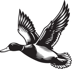 flying wild duck silhouette vector illustration