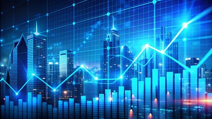 Blue Finance Business Background with Stock Exchange Chart for Financial Growth and Investment Analytics Visualization
