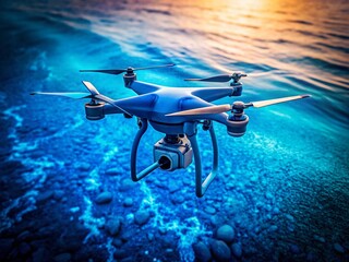 Obraz premium Blue Gradient Background with Grainy Noise Texture for Drone Photography