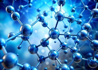 Blue Molecular Structure Illustration with Atoms Connected by Bonds for Science and Chemistry Concepts