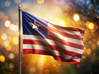 Bokeh Effect of Liberia Flag Waving in the Wind - National Pride and Identity