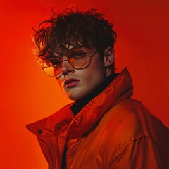 Fototapeta premium Young man with stylish haircut and sunglasses looking directly at the camera