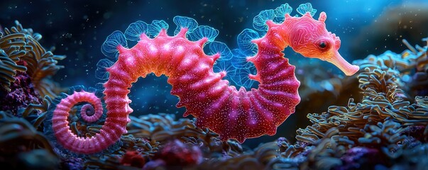 Obraz premium Mesmerizing Underwater Scene with Colorful Seahorse