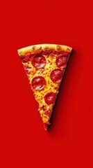 A Single Slice of Pepperoni Pizza with Melted Cheese