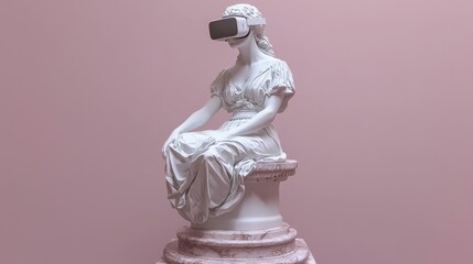 Exquisite 3D Illustration of a Virtual Reality Statue