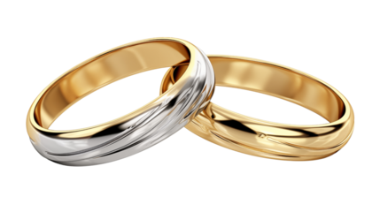Silver ring for the groom and gold for the bride, exchanged in a love filled wedding ceremony, symbolizing their union and commitment in marriage.
