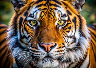 Obraz premium Close-up Portrait of a Tiger with Whiskers, Capturing the Majesty of Wildlife Photography