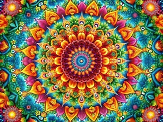 Colorful Abstract Mandala 4K Video Background Loop with Floral Vintage Elements for Stunning Visuals and Animation