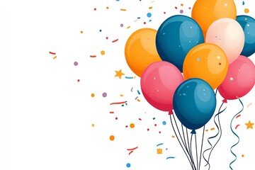 Colorful balloons with confetti creating a festive atmosphere, perfect for celebrations and joyful occasions.