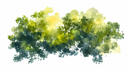 Vector tree top watercolor hand drawn view isolated on white background for landscape plan and architecture layout drawing, elements for environment and garden. Watercolor Landscape. Illustration