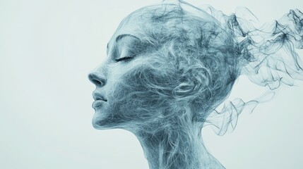 Fototapeta premium Abstract Female Head with Lines and Shapes Emanating from it Futuristic Design