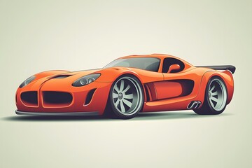 Orange Sports Car with Black Wheels and a Spoiler