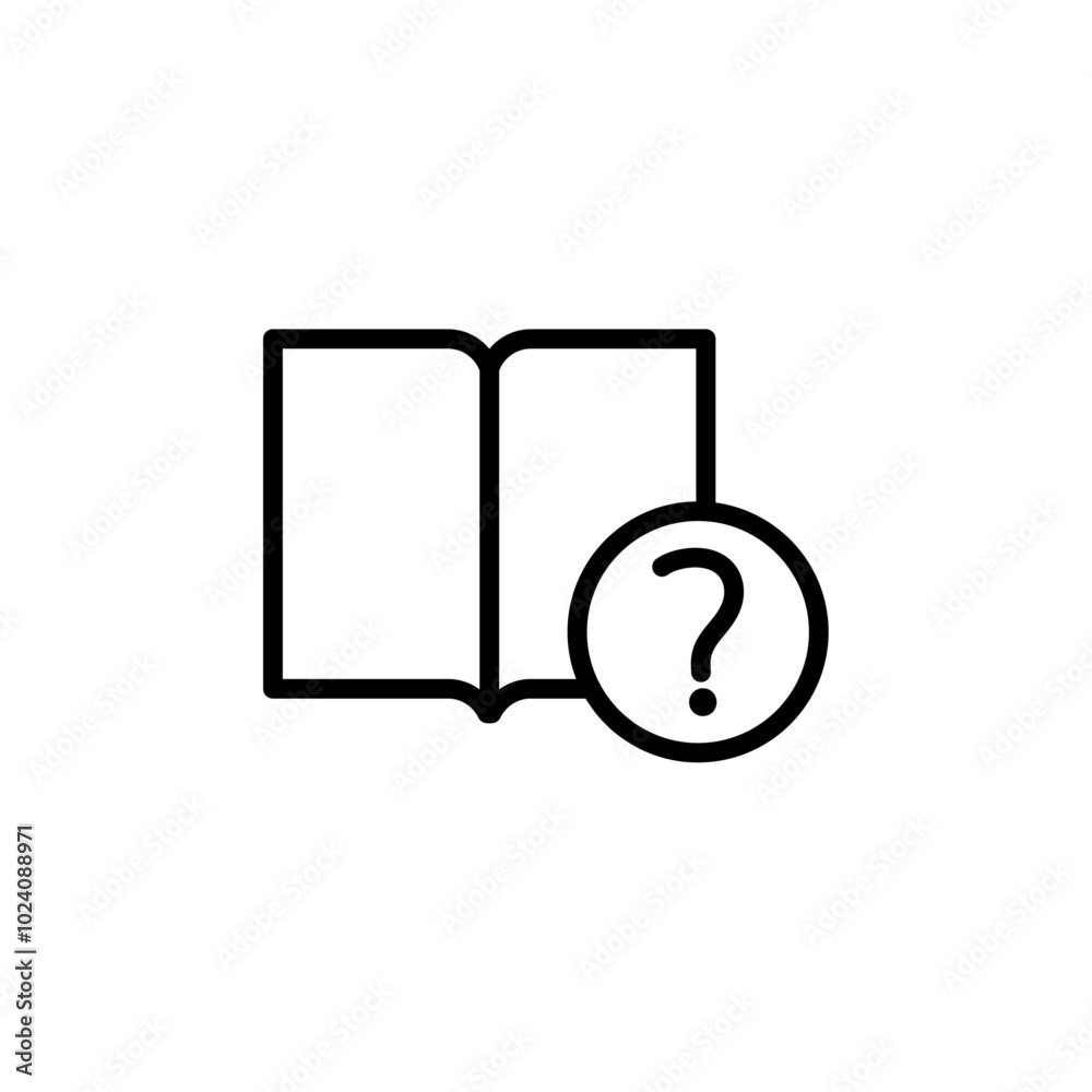 Poster book with question mark icon outline vector for web ui