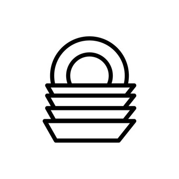 recommend clip art: Clean stack plates icon Outline vector for web ui