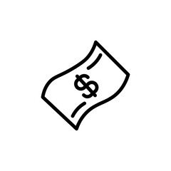 Dollar banknote money icon Outline vector for web ui