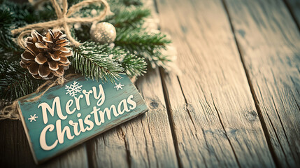 : Christmas Card Message Template: Elegant Merry Christmas Design with Festive Decorations