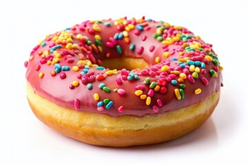 Delicious Sprinkles Donut on White Background - Perfect for Sweet Treats, Bakery, and Dessert Themes in Food